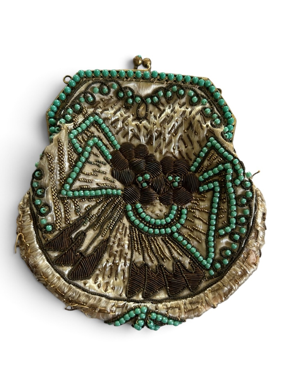 Vintage- Art Deco Design Turquoise Beaded Evening Clutch